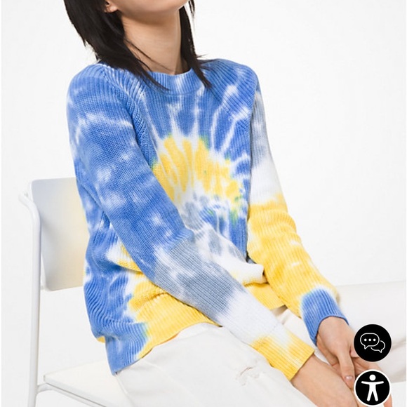 Michael Kors Tie Dye Supima Cotton Sweater Medium EUC - Picture 2 of 9